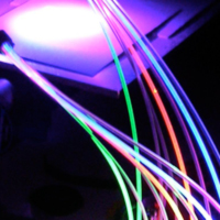 LED visible-wavelength illuminator with two paired optical fiber outputs