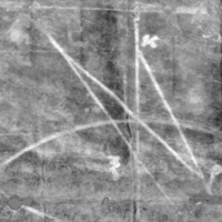 Processed image of The Archimedes Palimpsest, showing the Archimedes text of Floating Bodies, as well as a diagram fol. 82v+87r